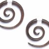 81stgeneration 81Stgeneration Women'S Men'S Brown Wood 40 Mm Fake Stretcher Round Spiral Tribal Earrings Faux Body Piercing Jewelry