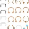 LAURITAMI Lauritami Septum Rings Septum Jewelry Stainless Steel Nose Septum Rings Piercing Jewelry Horseshoe Cartilage Helix Tragus Earring Hoop Eyebrow Lip Piercing Hoop 8Mm 10Mm Faux Body Piercing Jewelry