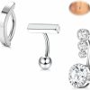 Florideco Florideco 3Pcs 14G Belly Button Ring Surgical Steel Clicker Belly Button Rings For Women Simple Belly Rings Reverse Curved Navel Barbell Navel Rings Body Piercing Jewelry Faux Body Piercing Jewelry