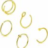 MOSZANDI Double Nose Ring For Single Piercing - Handmade Clip On Nose Ring Hoops 14K Gold Filled Nose Hoop Ring 22G Fake Nose Rings For Women Men Thin Nose Piercing Jewelry(Gold) Faux Body Piercing Jewelry