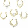 JOERICA Joerica Faux Septum Rings For Women Men Fake Nose Rings Hoop Clip On Lip Ear Nose Septum Hanger Jewelry Non-Pierced Faux Body Piercing Jewelry