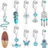 JOERICA Joerica 9 Pcs Fake Belly Ring For Women Fake Belly Piercing Dangle Clip On Belly Button Rings Pin Cz Dragon Butterfly Faux Belly Button Piercing Stainless Steel Fake Navel Rings Non Pierced Faux Body Piercing Jewelry