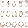 Vegolita Vegolita 15 Pcs Stainless Steel Fake Nose Ring Hoop For Men Women Faux Septum Piercing Ring Fake Nose Cuff Faux Body Piercing Jewelry