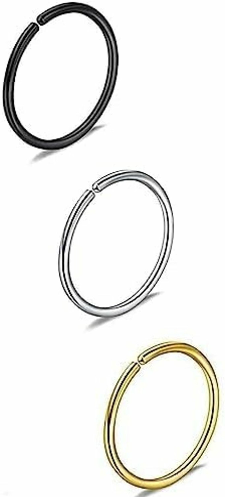 Generic Lavanya_Store Steel 8Mm No Rusting Pack Of 3 Pcs Clip-On Non-Pierced Nose Ring For Women And Girls Faux Body Piercing Jewelry