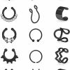 SCERRING Scerring Fake Septum Nose Hoop Rings Stainless Steel Faux Lip Ear Nose Septum Ring Non Piercing Clip On Nose Hoop Rings Body Piercing Jewelry Clear Cz 15Pcs Faux Body Piercing Jewelry