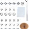 LOLIAS Lolias 30-35 Pcs Fake Belly Piercing Cubic Zirconia Belly Button Rings Ear Lip Eyebrow Nose Non Piercing Studs Fake Piercing Jewelry Faux Body Piercing Jewelry