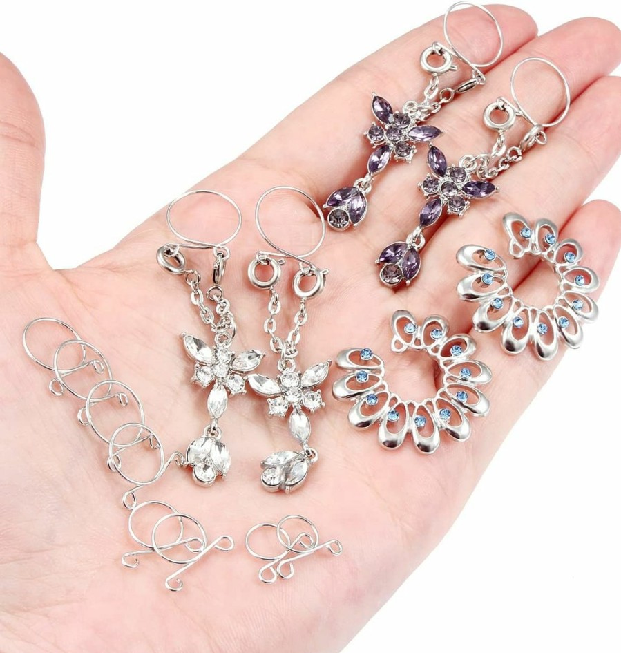 Prjndjw Prjndjw Fake Nipple Piercing Surgical Steel Fake Nipple Rings Nipple Clamps Fake Nipple Noose Piercing Chain Pendant Butterfly Fake Nipple Piercing For Women Men Body Piercing Jewelry Retainer,Silver Faux Body Piercing Jewelry