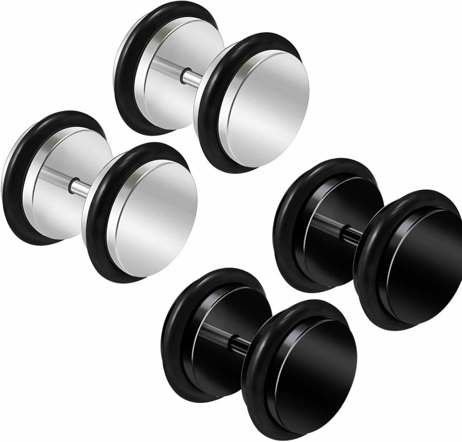 BanaVega Banavega 4Pcs Anodized Black O-Ring Ear Stretcher Plugs Flesh Earring Lobe Gauge Piercing Jewelry Choose Sizes Faux Body Piercing Jewelry