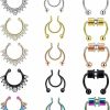 REVOLIA Revolia 15 Pcs Fake Nose Rings Hoop Stainless Steel Fake Septum Ring Faux Non-Pierced Clip On Nose Hoop Faux Body Piercing Jewelry