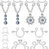 Hoeudjo Hoeudjo 4 Pairs Stainless Steel Fake Nipple Rings For Women Adjustable Non-Piercing Dangle Nipplerings Clip On Nipple Rings Jewelry Faux Body Piercing Jewelry