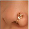 Erimberate Erimberate Punk Crystal Nose Ring Gold Love Heart Non Piercing Nose Ring Cz Hollow Heart Nose Ring Hoop Rhinestone Heart Nose Ring Jewelry For Women And Girls Gifts Faux Body Piercing Jewelry