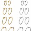 Evevil Evevil Fake Nose Ring Clip On Hoop Earrings For Women Faux Lip Septum Ring Spring Endless Hoop Earrings Non Piercing Lobes Men Girl (10 Pairs,13Mm-25Mm,Black,Silver,Gold,Rose Gold) Faux Body Piercing Jewelry