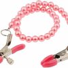 Morghabe Morghabe Pearl Nipple Clamp Clip With Chain Sexual Pleasure Metal Adjustable Non Piercing Nipple Clip On Jewelry Breasts Clip For Women Sox Toys (Red) Faux Body Piercing Jewelry