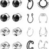 Florideco Florideco 16Pcs Fake Nose Ring Fake Nose Ring Hoop Fake Nose Ring Stud Fake Nose Piercing Fake Earrings For Women Men Faux Body Piercing Jewelry