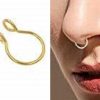 Cutedoumiao Cutedoumiao Fake Septum Nose Ring Fake Nose Rings Gold Silver Thin Nose Rings Fake Body Jewelry No Piercing Needed (Silver) Faux Body Piercing Jewelry