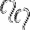 OUFER Oufer 2Pcs 18G Stainless Steel Octopus Earrings Fake Spiral Tapers Fake Gauges Faux Plug Taper Faux Body Piercing Jewelry