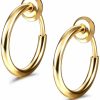 BodyJewelryOnline Bodyjewelryonline Anodized Gold Finish Fake Nose Ring Hoop Clip On Earrings Fake Septum Non Piercing Hoop Earrings Lip Ring Fake Cartilage Earrings For Women Girl - Sold As A Pair Faux Body Piercing Jewelry